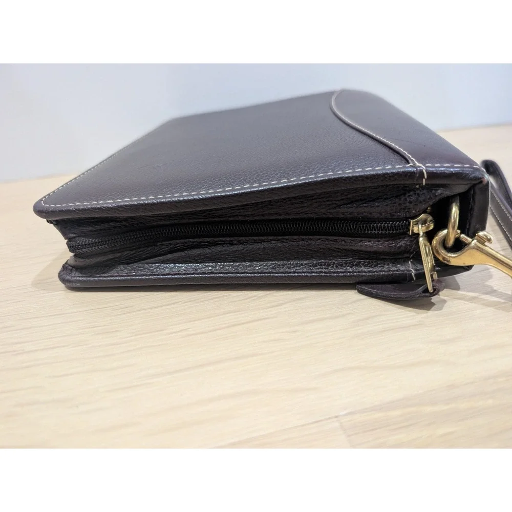 Franklin Quest Brown Verona Top Grain Leather Planner 6-Ring Full Zip 12455